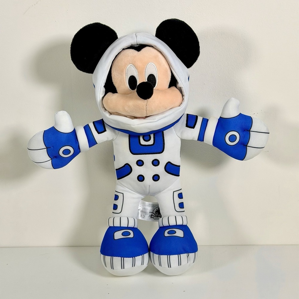 Disney Parks Space Mountain Mickey Mouse Astronaut 13" Plush Blue White Mission